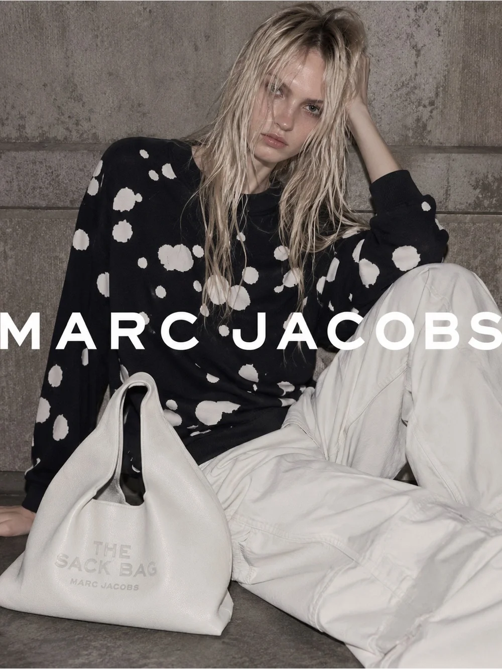 Marc Jacobs Black Crewneck Sweater with White Splatter Print